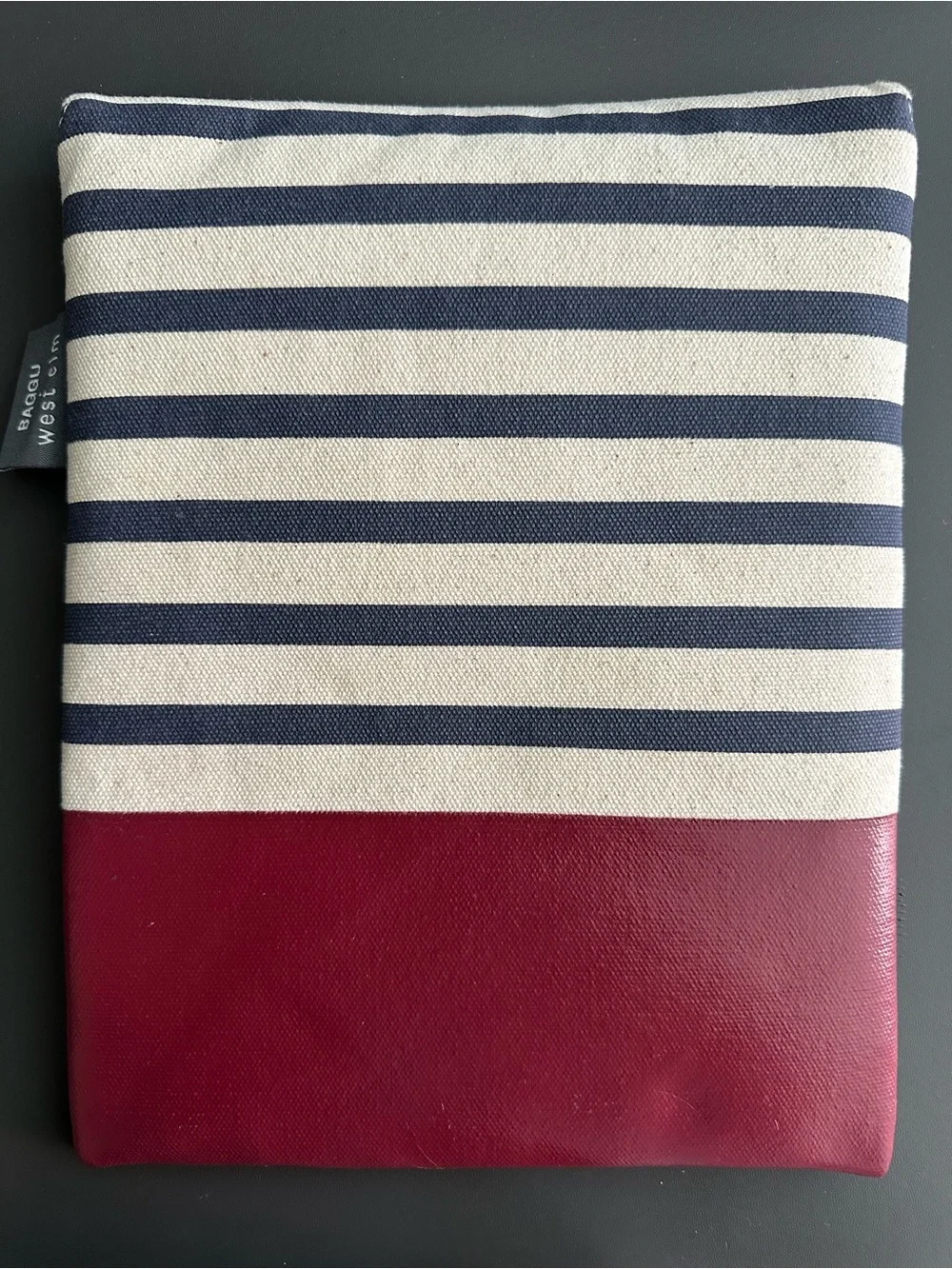 West Elm x BAGGU - Navy/Natural Stripe with Burgundy accent iPad Sleeve/Case